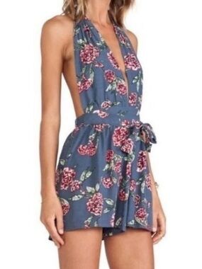 Faithfull the Brand Lovely Playsuit Romper Floral Halter Size Small